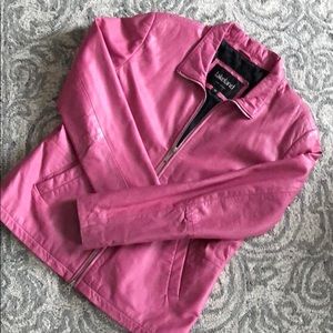 Pink genuine leather jacket